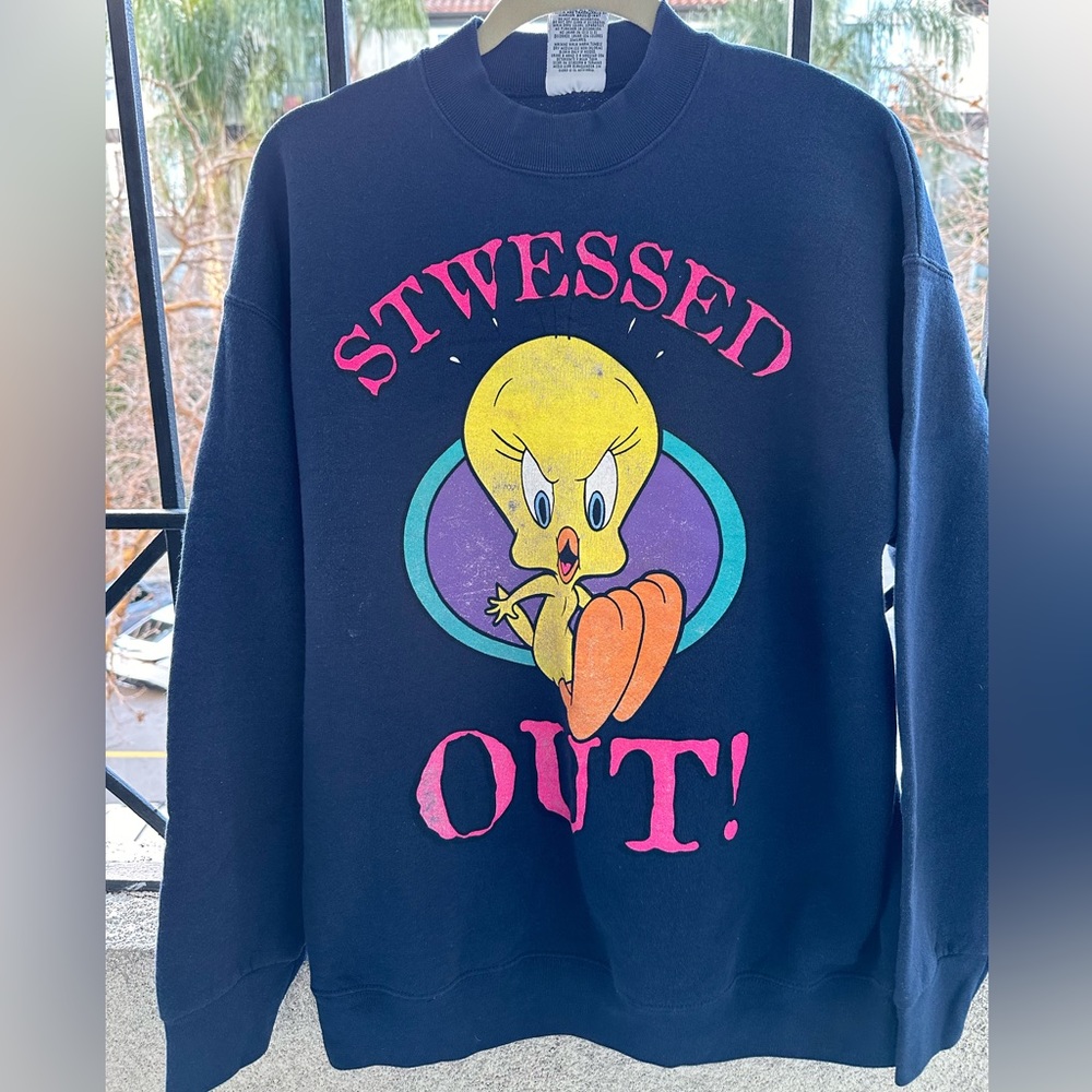 Vintage Tweety Bird mock neck sweatshirt size Large